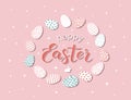 Religious holiday greeting card. Happy Easter lettering. Vector illustration