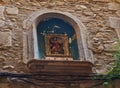 Religious Icon on Stone Wall, Girona, Spain
