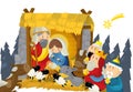 Religious illustration holy family three kings and shooting star Royalty Free Stock Photo