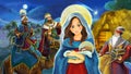 Religious illustration kings holy family owl illustration Royalty Free Stock Photo