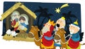 Religious illustration three kings - and holy family - tradition Royalty Free Stock Photo