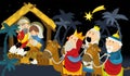 Religious illustration three kings - and holy family - tradition Royalty Free Stock Photo