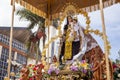 Religious image of the Virgin during the `Virgen del Carmen` procession