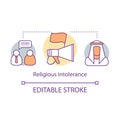 Religious intolerance concept icon. Discrimination thin line illustration. Social prejudice against muslims. Zero