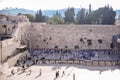 Religious Jews in morning prayer near the Western Wall