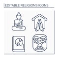 Religious line icons set