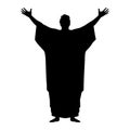 Religious man raising hands silhouette. Praise or joy concept Royalty Free Stock Photo