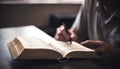 A religious man reading and studding the bible with blurred background Generative AI Illustration Royalty Free Stock Photo