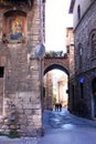 Religious mural and romantic alley, Perugia, Italy