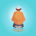 Religious muslim man praying ramadan kareem holy month religion concept rear view person