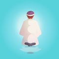 Religious muslim man praying ramadan kareem holy month religion concept rear view person