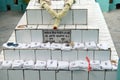 Religious objects are waiting for a blessing on the grave of Croatian missionaries, Jesuit father Ante Gabric in Kumrokhali, India