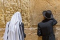 The religious orthodox Jews pray at the western wall. Jerusalem, Israel. Royalty Free Stock Photo