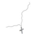 Religious orthodox silver cross on a chain isolated on white.