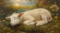 Religious painting of both Judaism and Christianity, lamb as a symbol of innocence and purity.