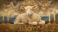 Religious painting of both Judaism and Christianity, lamb as a symbol of innocence and purity.