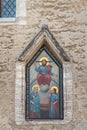 Religious painting on North facade of Town Hall, Tallinn, Estonia Royalty Free Stock Photo