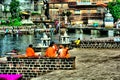 Religious people at the river bank, Pune, India