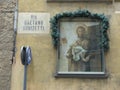 Religious picture in a street of Bergamo in Italy.