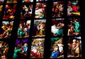 Religious picture on stained glass in the church