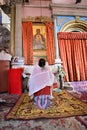 ETHIOPIAN PILGRIMS WORSHIP JESUS CHRIST IN JERUSALEM DURING CHRISTMAS Royalty Free Stock Photo