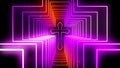 Religious Pink Purple Orange Tunnel Glowing Light Cross Jesus Christianity Symbol Neon Lines With Glitter