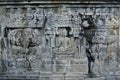 Religious Place lintel on the wall of Borobudur, Java, Indonesia