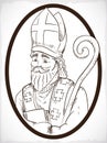 Religious Image of Saint Nicholas in Hand Drawn Style, Vector Illustration Royalty Free Stock Photo