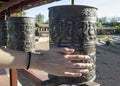 Religious prayer wheels