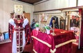 Religious priest during church service. Authentic religion spiritual ceremony Royalty Free Stock Photo