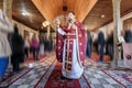 Religious priest during church service. Authentic religion spiritual ceremony Royalty Free Stock Photo