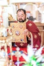 Religious priest during church service. Authentic religion spiritual ceremony Royalty Free Stock Photo