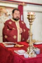 Religious priest during church service. Authentic religion spiritual ceremony Royalty Free Stock Photo