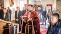 Religious priest during church service. Authentic religion spiritual ceremony Royalty Free Stock Photo