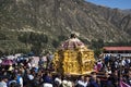 procession catholic of the -seÃ±or de animas- traveled on a litter and carried by the faithful as well as musicians