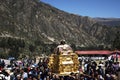 procession catholic of the -seÃ±or de animas- traveled on a litter and carried by the faithful as well as musicians