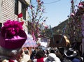 religious procession catholic of the -seÃ±or de animas- traveled on a litter and carried by the faithful as well as musicians