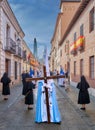 Religious procession through a street in Spain