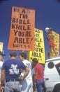 Religious right marchers holding signs