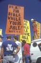 Religious right marchers holding signs, Santa Monica, California