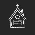 Religious shelter chalk white icon on black background