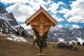 Religious shrine in the Dolomite mountains in northern Italy