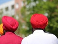 Religious Sikh procession with men with turbans Royalty Free Stock Photo