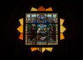 Religious stained glass. The Church Of The Nativity, Bethlehem, Israel Royalty Free Stock Photo