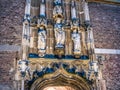 Religious statues on the front of a church in the German town of Aachen Royalty Free Stock Photo