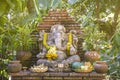 Religious stone sculpture of Ganesha god in garden, Thailand. Royalty Free Stock Photo