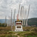 Religious stupa and prayer flags Bhutan