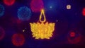 Religious symbol Ayyavazhi symbolism Icon Symbol on Colorful Fireworks Particles.