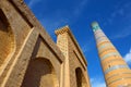 Religious symbol of Islam. Mosque minarets. Ichang-Kala. Uzbekistan.