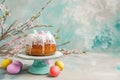 Religious symbolism: Orthodox Easter cake and painted eggs